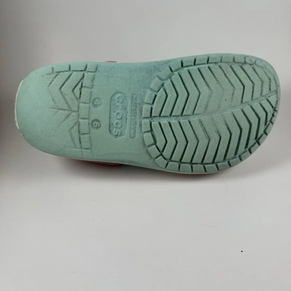 Crocs Crocband Ice Blue Pink White Womens 6 Men's 4 Pre Owned